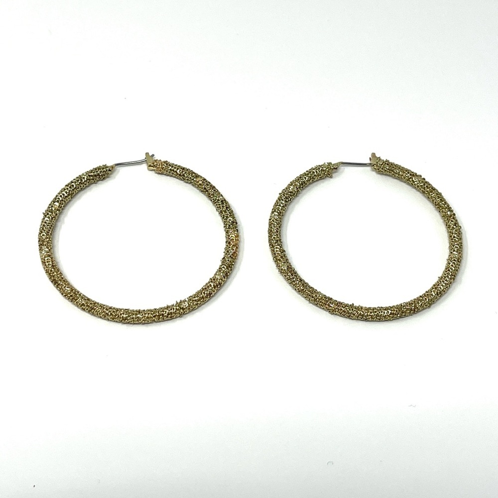 New Anthropologie Diamond Cut Hoop Earrings Gold